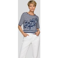 Rabe Rundhalsshirt, im Streifen-Design und mit floralem Muster von Rabe
