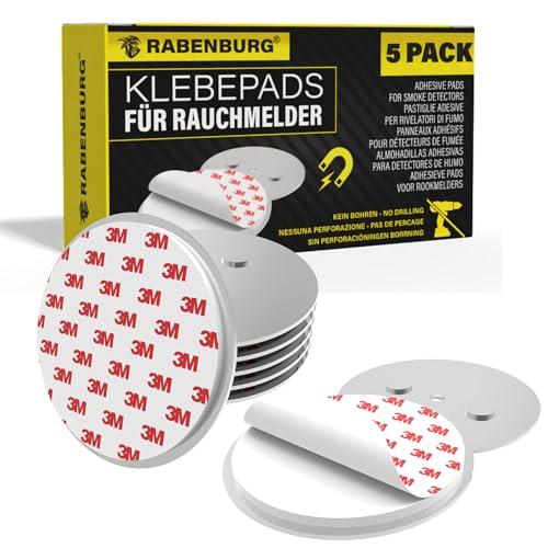 5 x Rauchmelder Magnethalter - Selbstklebende Magnetpads - 3M Klebepads mit Magnet Befestigung - Starke Magnete - Gasmelder, Feuermelder Magnethalterung 5 x Rauchmelder Magnethalter - Selbstklebende Magnetpads - 3M Klebepads mit Magnet Befestigung - Starke Magnete - Gasmelder, Feuermelder Magnethalterung von Rabenburg