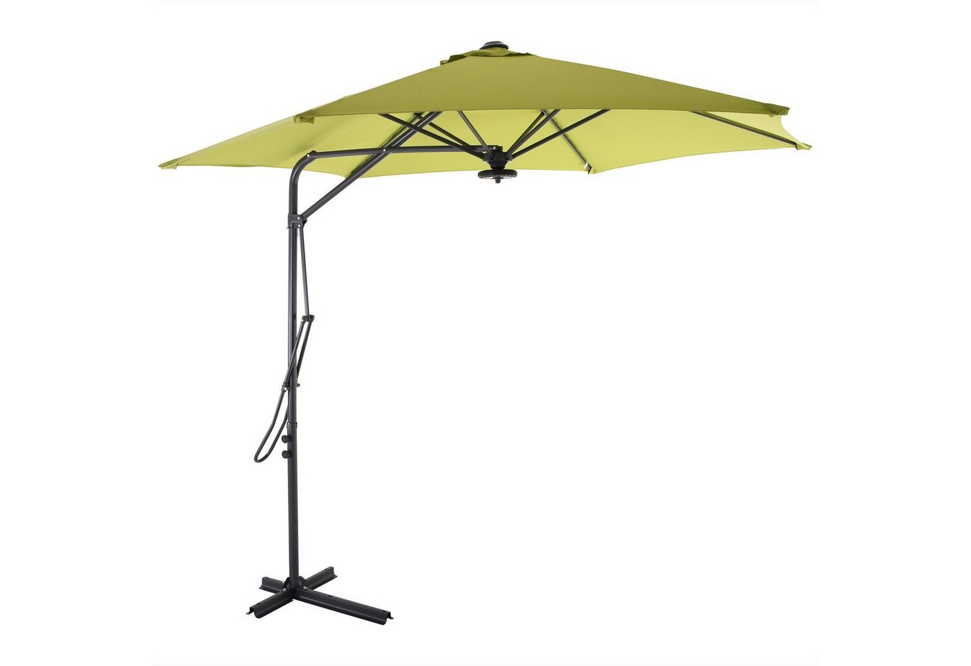 Raburg Ampelschirm Gartenschirm, LED-Licht in kaltweiß, 270 cm Ø, Push-Up, inkl. Metall-Kreuzständer, Hebelsystem, Alu & Stahl von Raburg