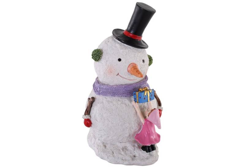 Raburg Dekofigur Schneemann mit Geschenk, 28,5 cm hoch, 100 % Polyresin, Kunstharz, wetterfest & pflegeleicht, handbemalt von Raburg