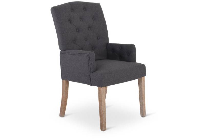 Raburg Esszimmerstuhl Polsterstuhl mit Armlehnen, Chesterfield-Design, Beine Holz, Victoria, eleganter Küchenstuhl im Landhausstil, Steppung, Belastbarkeit 110 kg von Raburg