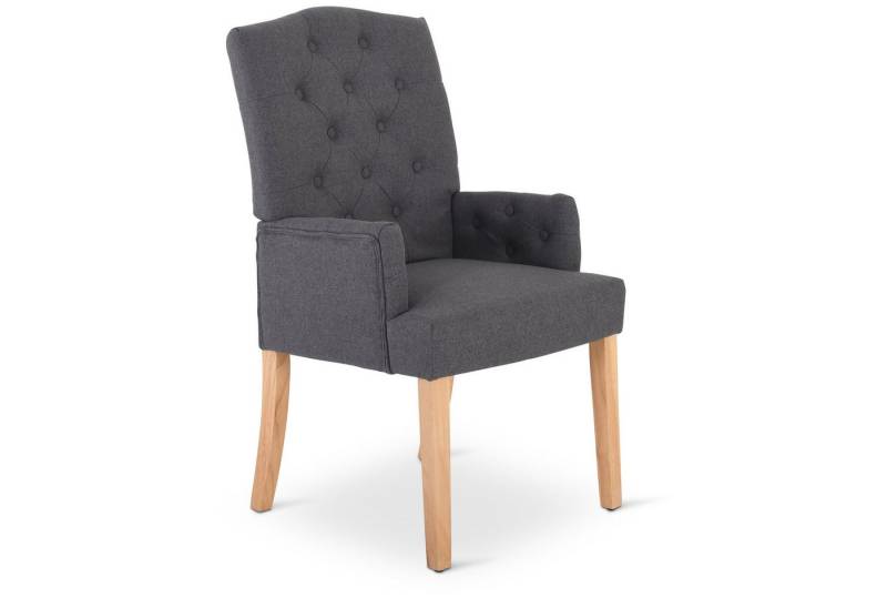Raburg Esszimmerstuhl Polsterstuhl mit Armlehnen, Chesterfield-Design, Beine Holz, Victoria, eleganter Küchenstuhl im Landhausstil, Steppung, Belastbarkeit 110 kg von Raburg