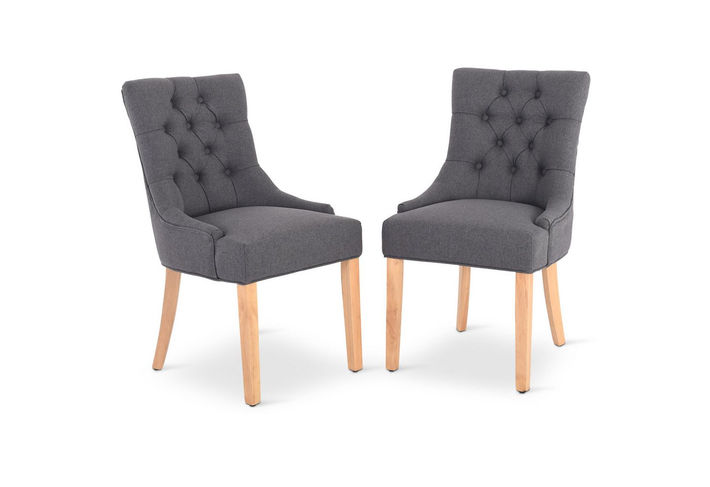 Raburg Esszimmerstuhl Polsterstuhl mit Chesterfield-Design, Beine Holz, Isabella (2er-Set), eleganter Küchenstuhl im Landhausstil, Steppung, Belastbarkeit 110 kg von Raburg