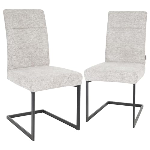 Raburg Freischwinger Stuhl 2er Set, Metallgestell Schwarz, bequemer Sitzkomfort, ideal für Esszimmer, Küche oder Wohnbereich - Maggie, Stoff | Beige von Raburg