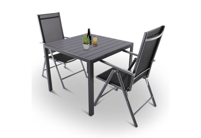 Raburg Garten-Essgruppe moderne Sitzgruppe aus wetterfestem Aluminium, Norvey, (Set), 7-fach verstellbarer Rückenlehne, Gartentisch in edler Holzoptik von Raburg