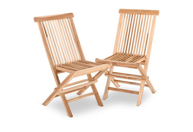 Raburg Gartenstuhl klappbar, Teakholz-Klappstuhl massiv in Natur, Anja (2er-Set), exklusiver Klappmechanismus von Raburg