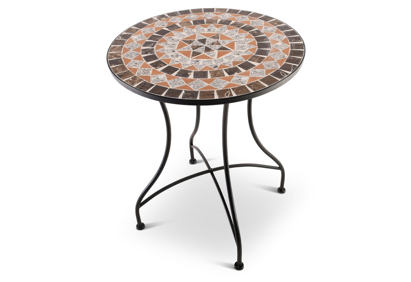 Raburg Gartentisch Mosaiktisch, Balkon- und Terrassentisch, 60 cm Ø, 72 cm hoch, Mayla (rund), liebevolle Handarbeit, Mosaikmuster, schwarzes Metallgestell von Raburg