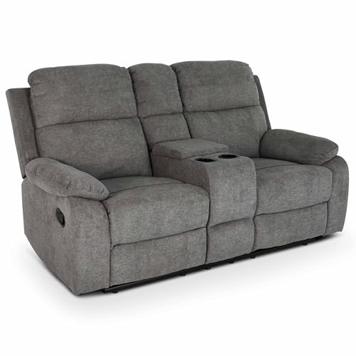 Raburg Kinosessel, 2er-Fernsehsessel mit Relaxfunktion|Liegefunktion, mechanisch, für 2 Personen, Taschenfederkern-Polsterung, Belastbarkeit je Sitzplatz 150 kg, Flix, Mikrofaser|Dunkelgrau von Raburg