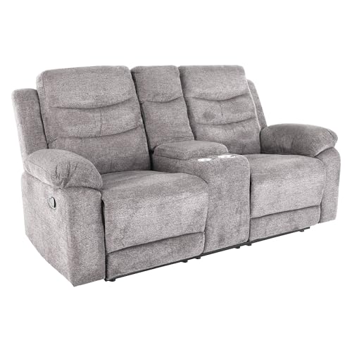 Raburg Kinosessel 2er-Fernsehsessel mit mechanischer Relax- & Liegefunktion, Easy-Lift, Getränkehalter, Snackfach, Komfortpolsterung, je Sitz 130 kg belastbar – Pixx, Mikrofaser|Graphitgrau von Raburg