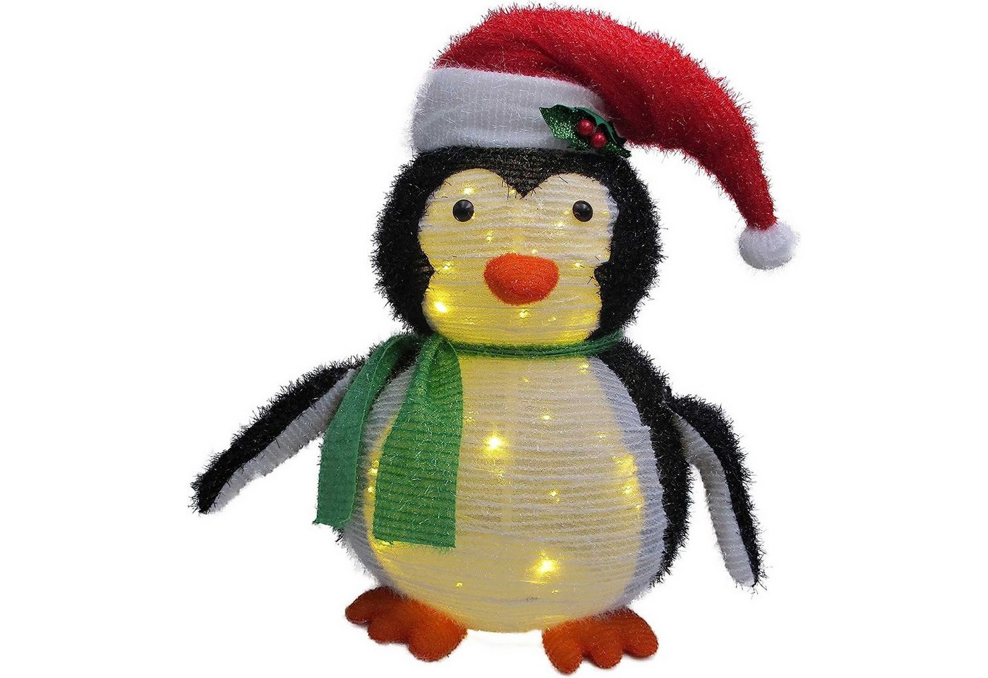 Raburg LED Dekofigur Deko-Pinguin mit LEDs - Glitzer Pop-Up XL, Weihnachtsfigur, für Weihnachten mit 60 warmweißen LEDs, 65 cm hoch von Raburg