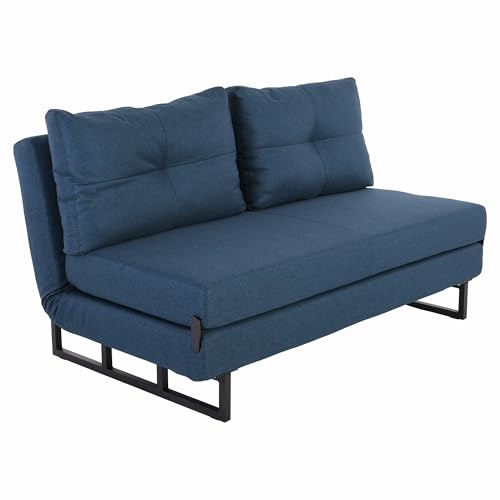 Raburg Schlafsofa mit Gästebett-Funktion & 6-Fach verstellbarem Kopfteil, 2-Sitzer, 150×192 cm Liegefläche, Klappmechanismus, Komfortschaum – Zara | Mikrofaser | Anthrazit (Mikrofaser, Dunkelblau) von Raburg