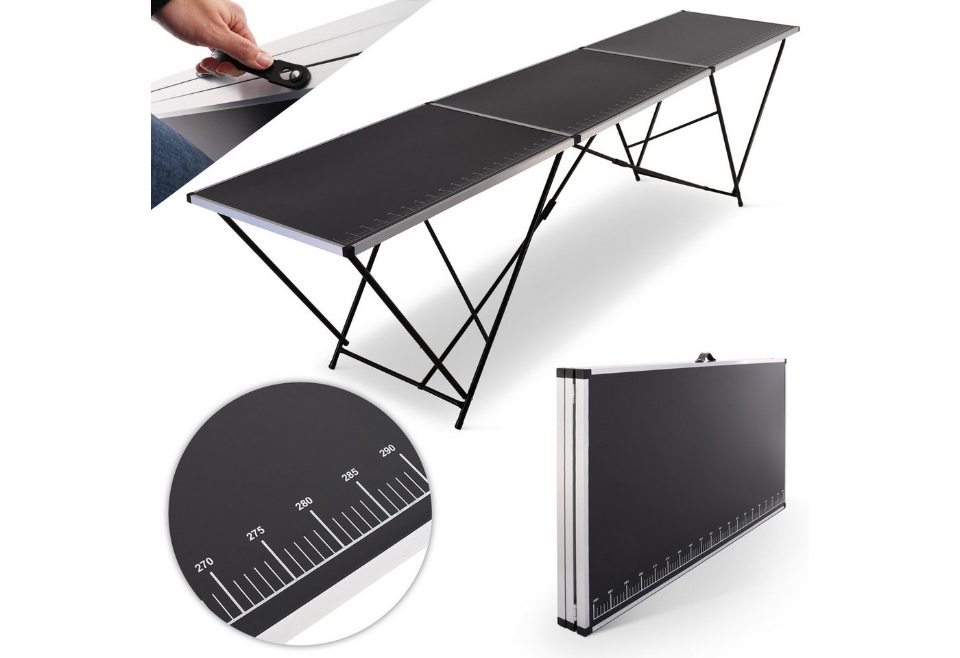 Raburg Tapeziertisch klappbar, 1-teilig, Aluminium, 300 cm x 60 x 77 cm, Stan, mit Zentimeter-Skala bis 290 cm, Multifunktionaler Tisch, bis 30 kg Raburg Tapeziertisch klappbar, 1-teilig, Aluminium, 300 cm x 60 x 77 cm, Stan, mit Zentimeter-Skala bis 290 cm, Multifunktionaler Tisch, bis 30 kg von Raburg