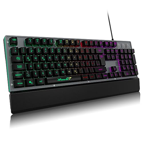 RaceGT Gaming Tastatur, LED Gaming Keyboard Handballenauflage Tastatur Gaming Beleuchtet Full Size Gamingtastatur für Arbeit PC Computer Gamer Laptop Xbox Deutsches Layout QWERTZ von RaceGT