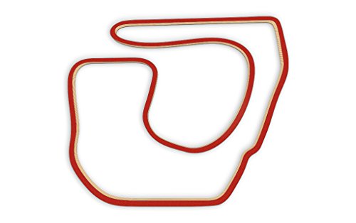 Racetrackart RTA-10547-RD-46 Rennstreckenkontur des Rockingham National Circuit-Rot, 46 cm Breite, Spurbreite 1,3 cm, Holz, 45 x 46 x 2.1 cm von Racetrackart