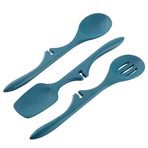 Rachael Ray 47022 Kitchen Tools and Gadgets Nonstick Utensilien/Lazy Spoonula, solide und geschlitzte Löffel, Silikon, Marineblau von Rachael Ray