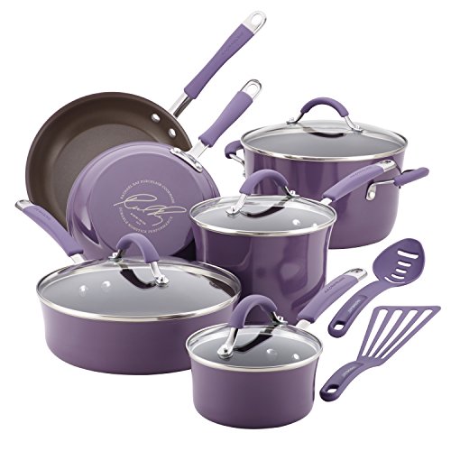 Rachael Ray Cucina Nonstick Cookware Pots and Pans Set, 12 Piece, Lavender von Rachael Ray
