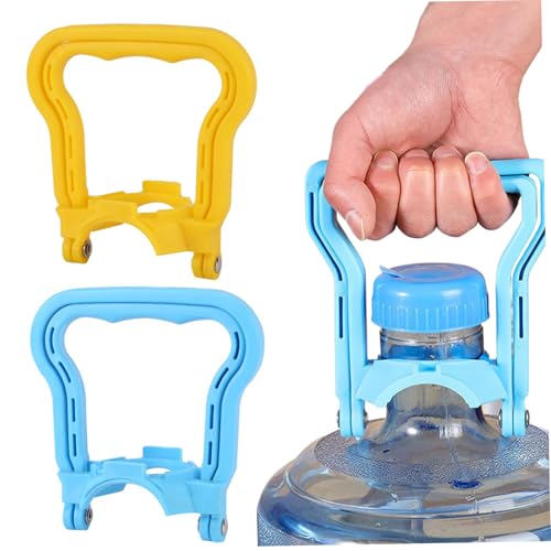 2pcs 5 Gallonen Wasserflaschenträger erweitern ergonomische 5-Gallonen-Wasser-Krug-Halter Anti-Schlitten, was das Kippen des Kippens einfacher Griffflaschengriff Trägerlifter (blau gelb) verhindert von Rachlicy