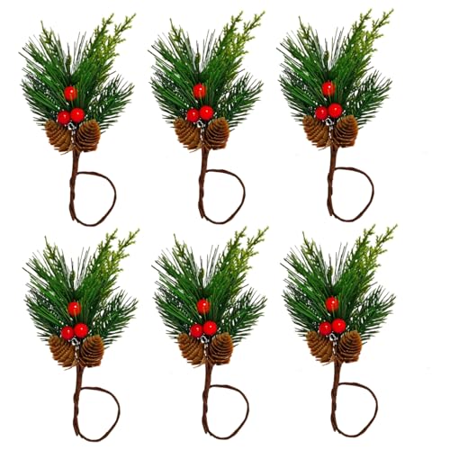 6pcs Weihnachten Serviettenringe Kiefernkegel Nadeln Weihnachtsserviettenhalter mit roten Beeren einzigartige Tischdekoration für Hochzeitsbankettstisch 6pcs Weihnachten Serviettenringe Kiefernkegel Nadeln Weihnachtsserviettenhalter mit roten Beeren einzigartige Tischdekoration für Hochzeitsbankettstisch von Rachlicy