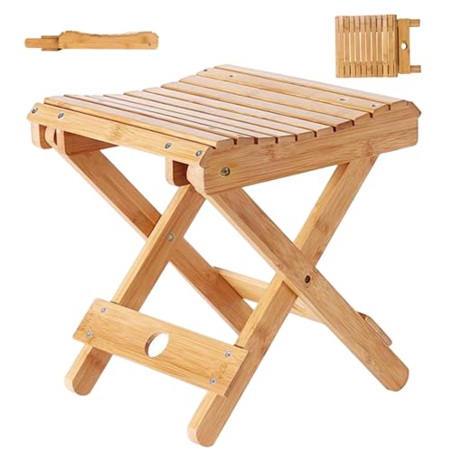 Klappbarer Hocker Hochleistungsbambus Klapper Fußhocker Tragbares Bambusstuhlbank für Gartencampo Picknick im Freien von Rachlicy