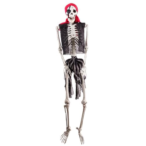 Pirat -Skelett potenable Halloween Skeleton Lebensgröße in voller Größe einstellbare gruselige Halloween -Dekorationen im Freien Hof Dekor von Rachlicy