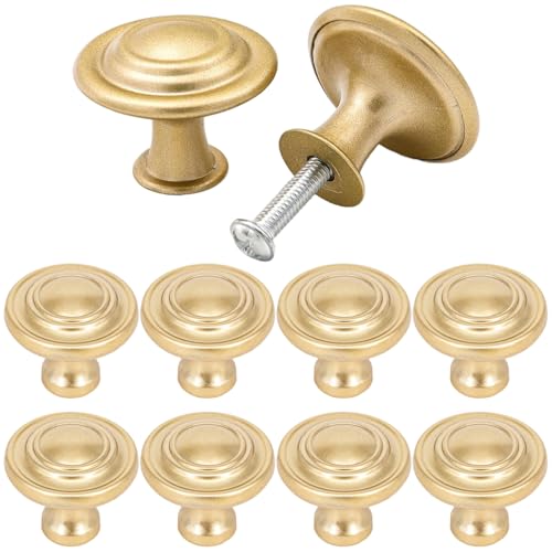 Rachlicy 10pcs Schrankknöpfe, Matt Gold Vintage Kommodenknöpfe runde Plastikmöbel ziehen für Schränke Kommode Schränke von Rachlicy