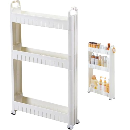 Rachlicy 3 -Tier -Rollwagen Slim Storage Cart mit Griffen Mobiler Speicherregale mit Rädern für das Haus der Küchenbadezimmerbüro für Heimküche von Rachlicy