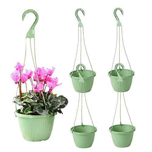 Rachlicy 5pcs hängende Körbe im Freien Plastikblumen -Topf Wand Hänge Pflanzer Pflanzenhalter mit Haken für Garten Innen im Freien Grün grün von Rachlicy