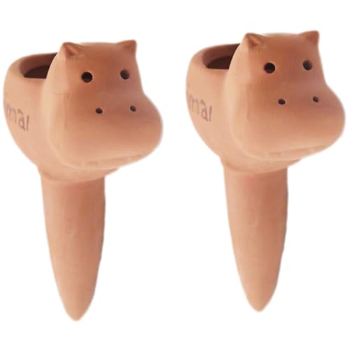 Rachlicy Automatic Plant Waterer 2pcs Hippo-Form 3x5 Zoll Selbstwässerungspikes Keramik Selbstwässerungsplanter Einsatz für Topfpflanzen Bonsai im Urlaub von Rachlicy