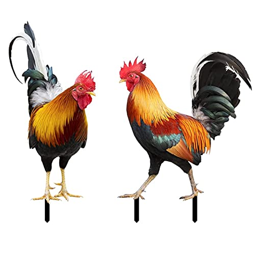 Rachlicy Huhn Deko Garten 2pcs Chicken Garden Stake Stake Händemaße Hühnergarten Acrylfiguren Dekoration Lustige Hühnerstatue Garten Stecker Zaun Dekoration für Balkon Terrasse von Rachlicy