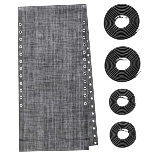 Rachlicy Patio -Stuhl Ersatzstoff Stoff 63x17 Slingstuhl Ersatzstoff mit 4 Bungee Kabel wasserdicht atmungsaktuell Reparaturkit für Liege Outdoor Schwarzgrau von Rachlicy