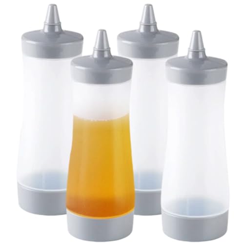 Rachlicy Squeeze Flaschen für Saucen 4pcs 350 ml transparente Gewürzflaschen mit Drehung der Kappe und Leckdosenwaschableer für die Küche von Rachlicy