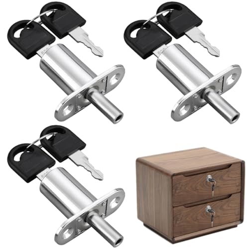 Schreibtischschloss mit 2 Schlüsseln Zinklegierung 32 mm Zylinderlänge Druckkolbenschloss für Schublade Schreibtisch Kleiderschrank Schrank 3 Stück/Set von Rachlicy