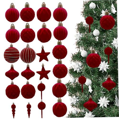 Weihnachtsbaum -Ornamente 24PCS Weihnachten Baubles stromklopfbarer Samtkugeln mit Schleifen Samt -Ornamenten für Home Party Holiday Weihnachtsbaum -Ornamente 24PCS Weihnachten Baubles stromklopfbarer Samtkugeln mit Schleifen Samt -Ornamenten für Home Party Holiday von Rachlicy
