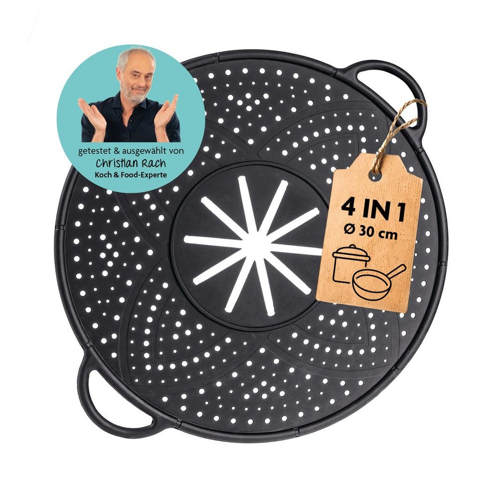Rachs KOCHWERK Spritzschutzdeckel Silikon Überkoch- und Spritzschutz 31cm schwarz, für Pfannen und Töpfe Abgießhilfe Spritzschutz Dampfgarer Untersetzer Rachs KOCHWERK Spritzschutzdeckel Silikon Überkoch- und Spritzschutz 31cm schwarz, für Pfannen und Töpfe Abgießhilfe Spritzschutz Dampfgarer Untersetzer von Rachs KOCHWERK