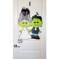 Frankenstein Paar Türschild - Halloween Monster Schild von RachsCraftyCorner