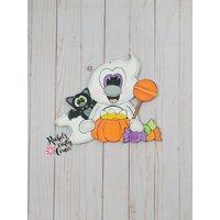 Geist Mit Fledermaus Türschild - Niedliches Halloween Geist Mit Fledermaus Türschild - Niedliches Halloween von RachsCraftyCorner