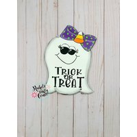 Geist Türschild Mit Candy Corn Schleife - Halloween Schild von RachsCraftyCorner