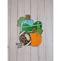 Herbst Football Türschild - Love Pumpkin & Game Day Schild von RachsCraftyCorner