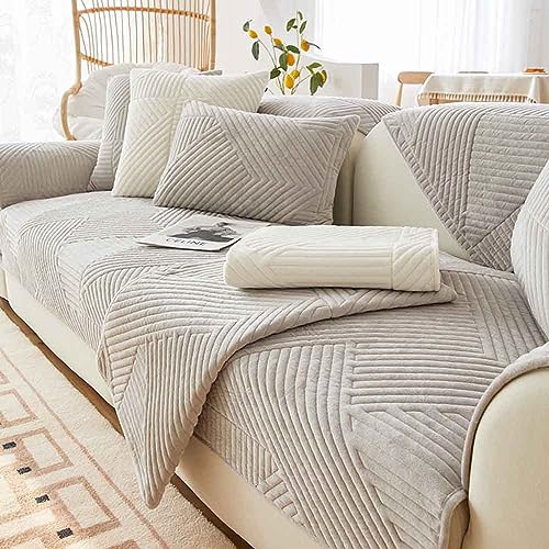 Racib Sofa Überzug Samt Ecksofa L Form, Sofabezug Sofabezug rutschfest Plüsch, Couch Überzug u Form Sofaüberwurf rutschfest, Sofaschoner Hund Sofadecken Für Sitzfläche,5-70x180cm von Racib