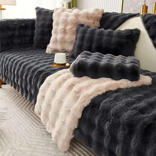 Racib Sofa Überzug Samt Ecksofa L Form, Sofabezug Sofabezug rutschfest Plüsch, Couch Überzug u Form Sofaüberwurf rutschfest, Sofaschoner Hund Sofadecken Für Sitzfläche,T-110x180cm von Racib