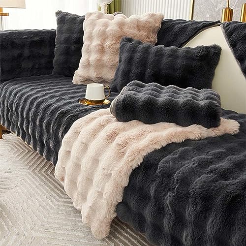 Racib Sofa Überzug Samt Ecksofa L Form, Sofabezug Sofabezug rutschfest Plüsch, Couch Überzug u Form Sofaüberwurf rutschfest, Sofaschoner Hund Sofadecken Für Sitzfläche,T-45x45cmpillowcase von Racib