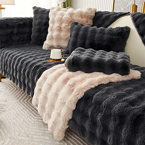 Racib Sofa Überzug Samt Ecksofa L Form, Sofabezug Sofabezug rutschfest Plüsch, Couch Überzug u Form Sofaüberwurf rutschfest, Sofaschoner Hund Sofadecken Für Sitzfläche,T-70x210cm von Racib