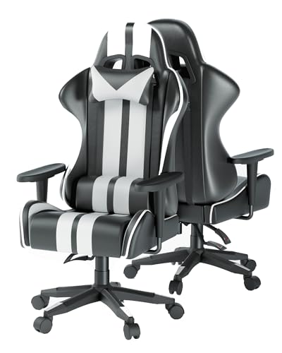 Racingreat Gaming Stuhl Computerstuhl - Gamer Chair Schreibtischstuhl Höhenverstellbar Ergonomisch für Jugendliche Jungen Mädchen (Weiß) von Racingreat