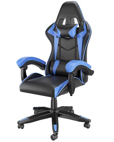 Racingreat Gaming Stuhl Gamer Chair - Computerstuhl Schreibtischstuhl Höhenverstellbar Ergonomisch Bürostuhl für Jugendliche Jungen Mädchen Erwachsene (Blau) von Racingreat