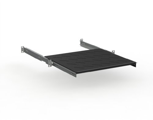 Rack Magic - 1HE Fachboden - Ausziehbar - Rackablage für 19 Zoll Rackschrank bis 40kg 400-550mm Tiefe - Schwarz von Rack Magic