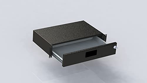 Rackschublade 2HE - 19 Zoll Schublade 280mm Tiefe - schwarz - abschliessbar von Rack-Magic
