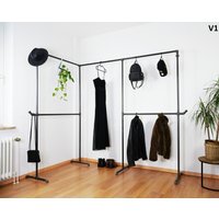 Begehbarer Kleiderschrank Kleiderstange Kleiderständer Garderobe Industrie Design System Stahl Rohr Stange Industrial Loft von RackHausHamburg