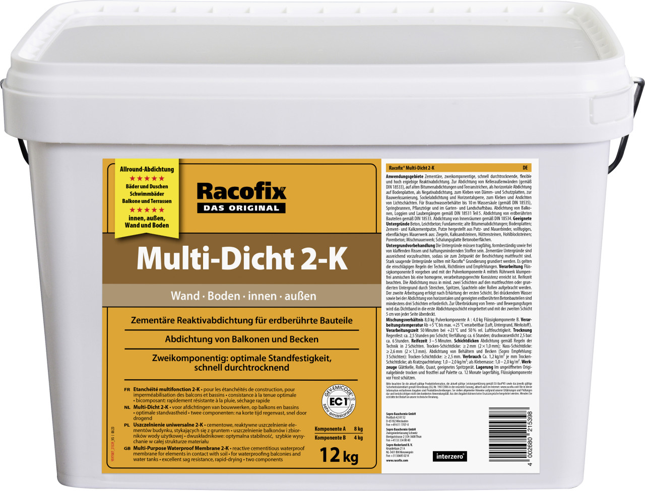 Racofix Multi-Dicht 2-K Imprägnierung grau 12 kg Racofix Multi-Dicht 2-K Imprägnierung grau 12 kg von Racofix