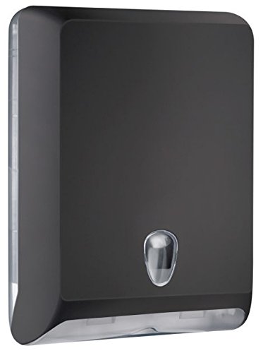Handtuchspender, Papierhandtuchspender, Falthandtuchspender Schwarz"soft touch Oberfläche" für 400-800 Blatt von Racon