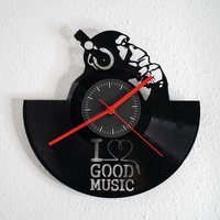 Upcycling Wanduhr Aus Echter Schallplatte - Retro Design I Love Good Music- Vinyl Uhr Laser & Handmade von Racooncut